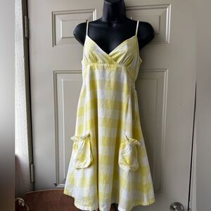 ICHI Yellow and White Striped Sundress Size S